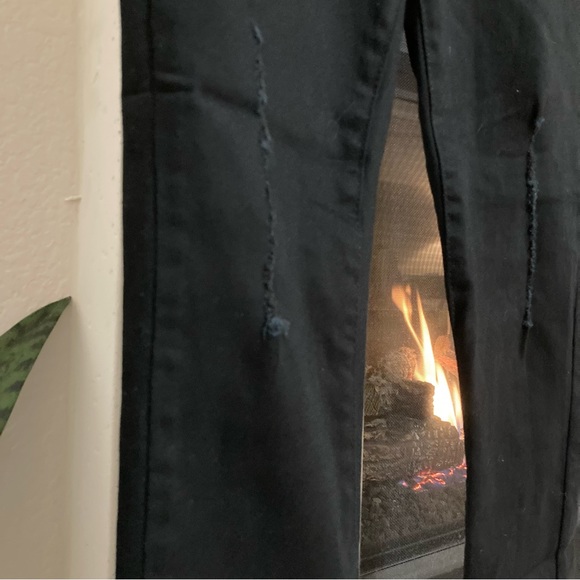 Venus Black Strapless Lace Up Distressed Denim Jumpsuit XS - Picture 4 of 12